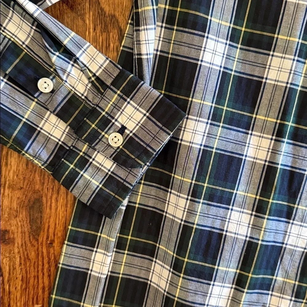 Polo Ralph Lauren boys navy and green plaid OXFORD shirt size large (14-16) NWT